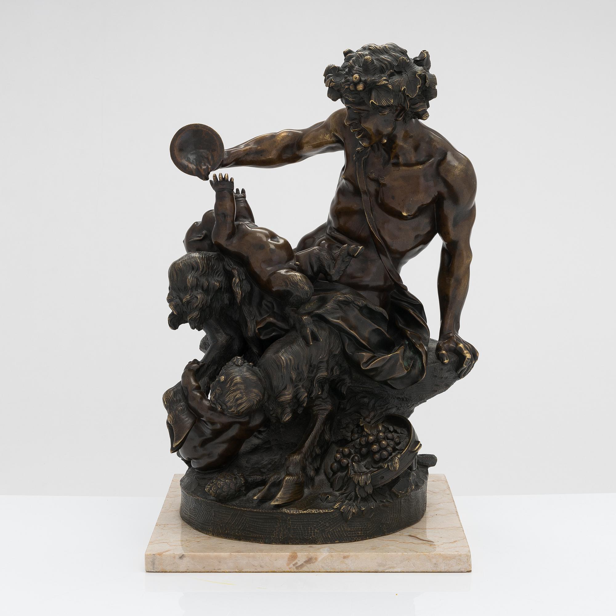 Claude Michel Clodion, after, a bronze sculpture, marked 'Clodion'.