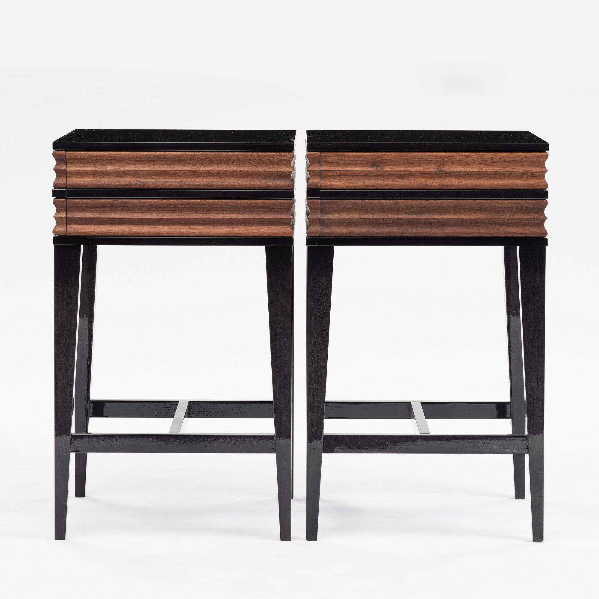 Attila Suta, a pair of bedside tables, executed in his own studio, Stockholm, 2025.