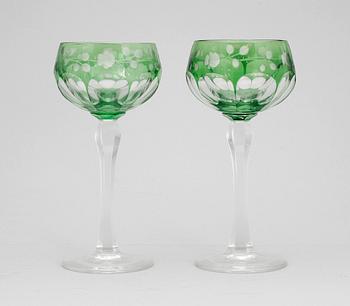 VINGLAS, 12 st, Böhmiskt glas. 1900-tal.