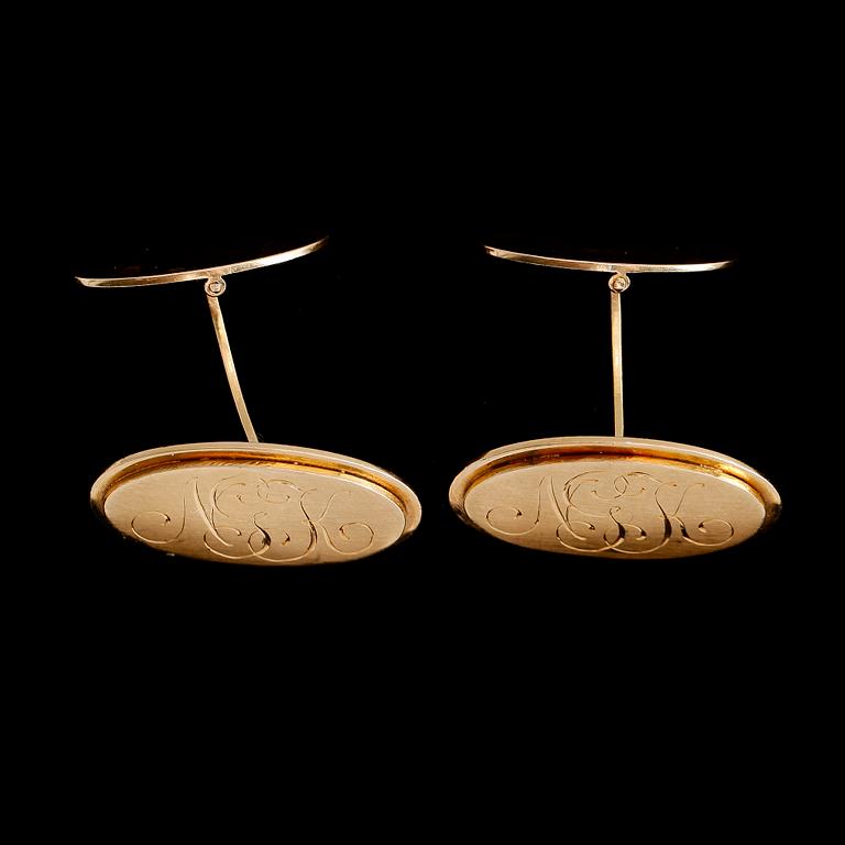 MANSCHETTKNAPPAR, 1 par, 18 k guld, svenska stämplar 1959. Vikt ca 14 g.