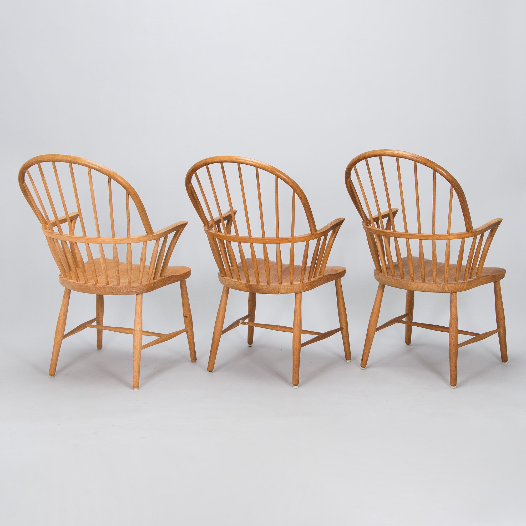 Nojatuoleja, 3 kpl, 1900-luvun loppupuoli.