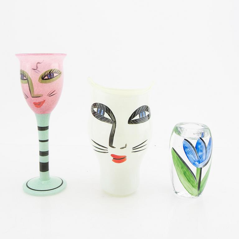 Ulrica Hydman-Vallien, vaser 3 st signerade Kosta Boda.