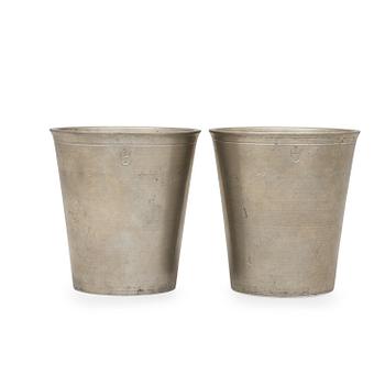 1648. A pair of pewter cups by M Rundquist 1826.