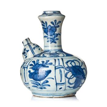 1302. A blue and white kendi, Ming dynasty, Wanli (1572-1620).