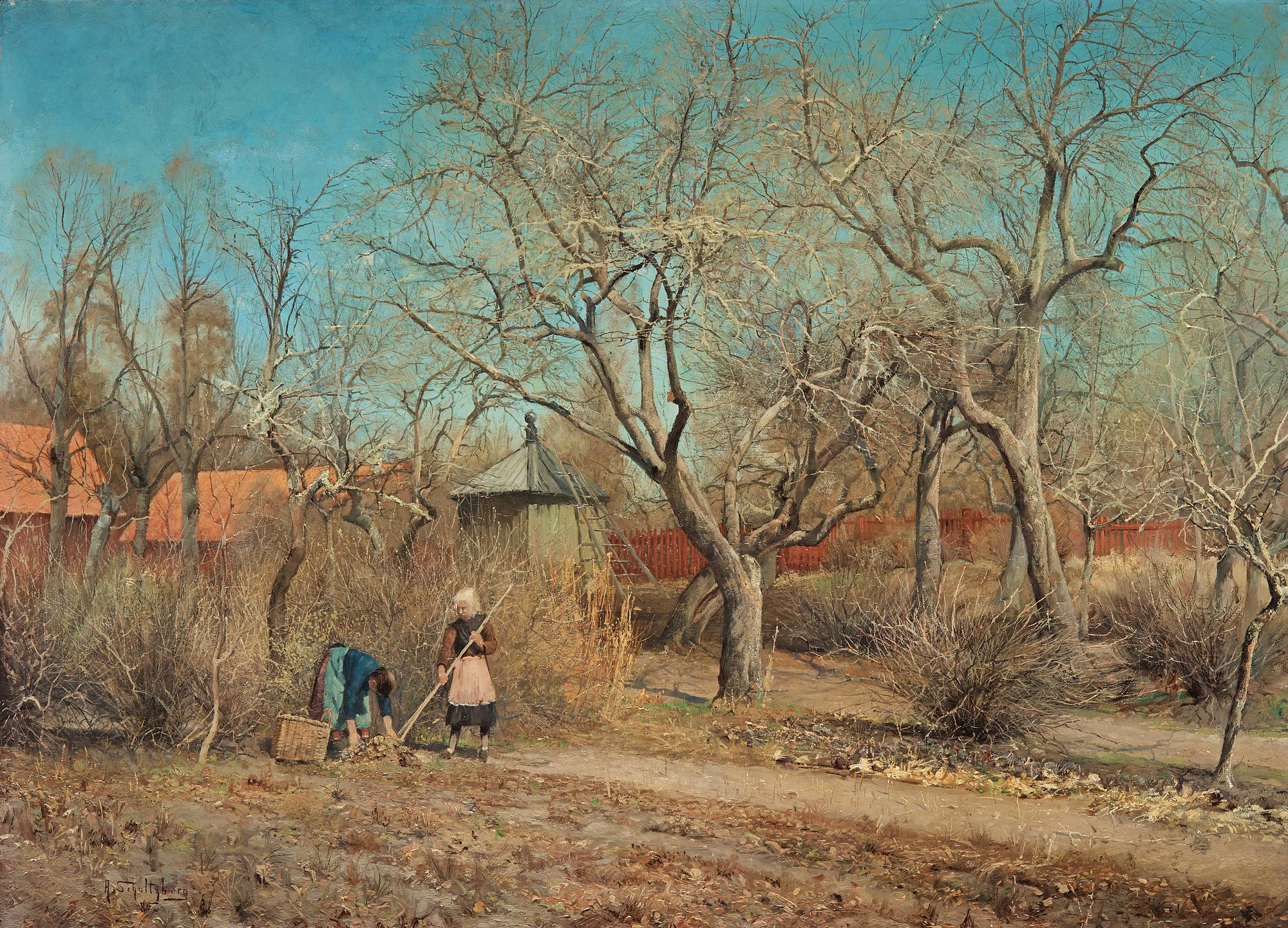 Anshelm Schultzberg, "Barn i trädgården", motiv från Nyckelviken (Children in the Garden, scene from Nyckelviken).