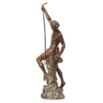 750. Ernest Justin Ferrand, efter. Brunpatinerad brons, höjd, "Le pêcheur de congres".