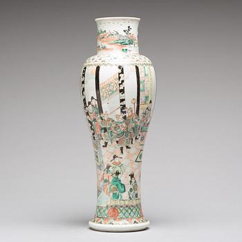 A famille verte baluster vase, Qing dynasty, 19th Century.