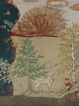 Anna Casparsson, Anna Casparsson, an embroidery, 'Killebukken av Björnson'. 50 x 49 cm.