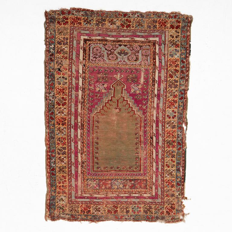 A Kirşehir prayer rug, antique, Central Anatolia, c. 160 x 122 cm.