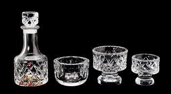 KARAFF SAMT 3 SKÅLAR, glas, Orrefors, Kosta, Boda Åfors, 1900-talets andra hälft.