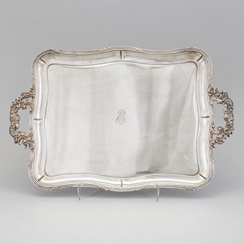 A Russian silver tray, marked Nichols & Plinke, St. Petersburg 1838.
