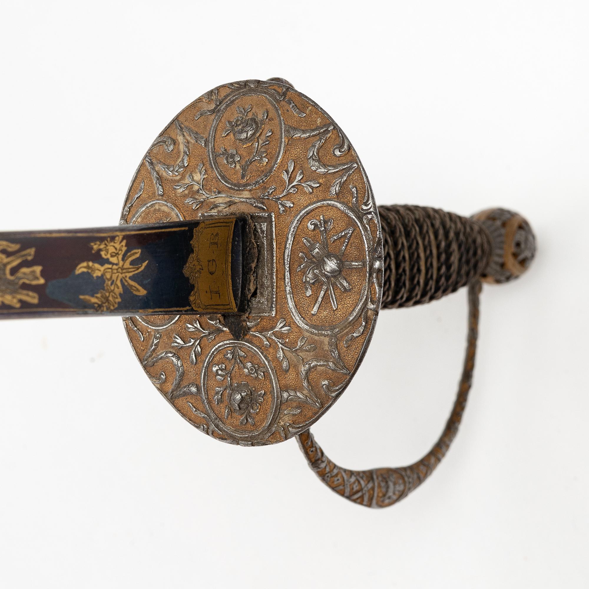 A small sword, marked IGB, 18th century.