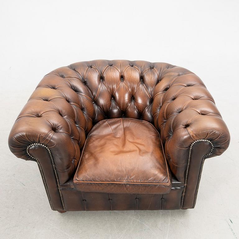 Sofa and armchair, Chesterfield, 20th century.