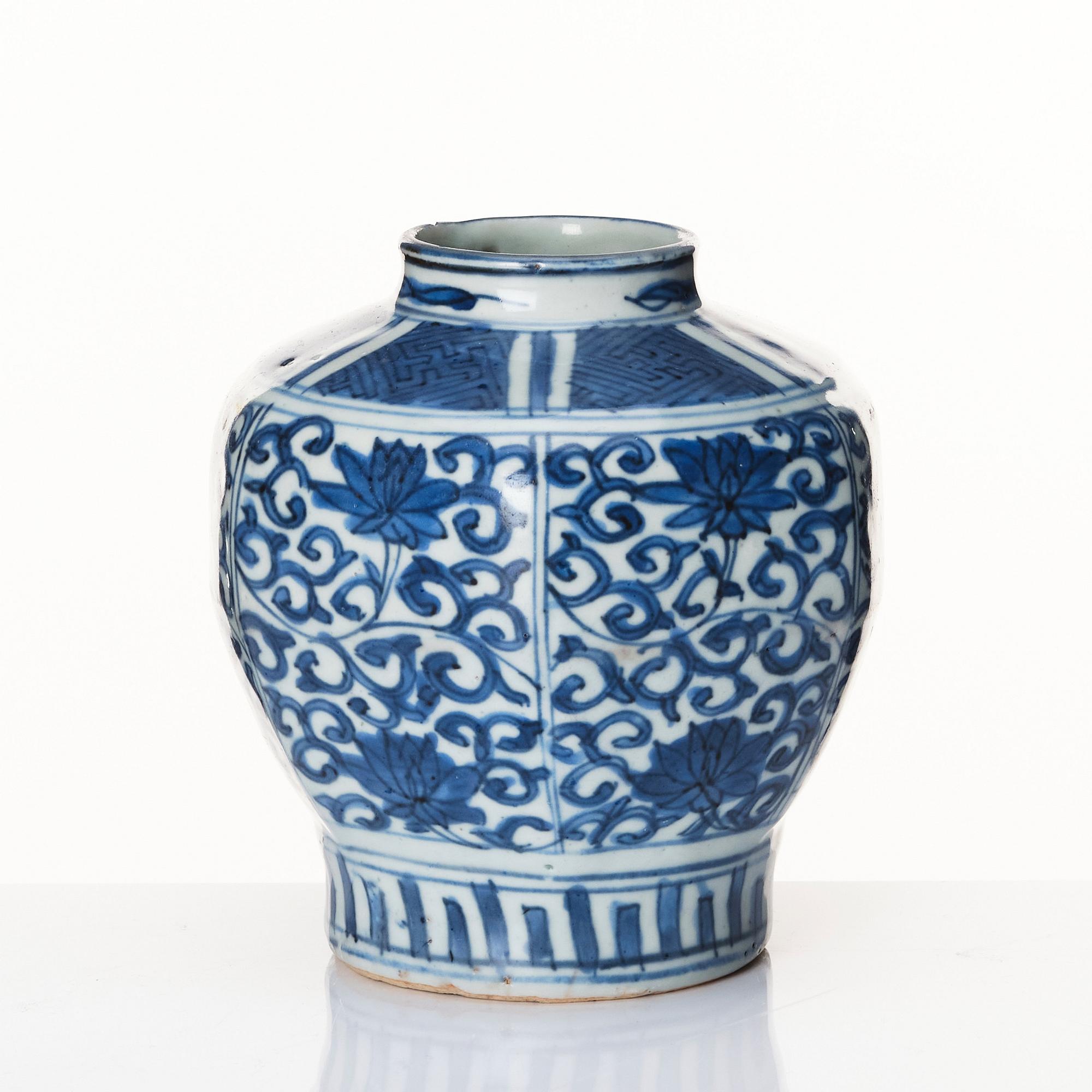 A blue and white jar, Ming dynasty (1368-1644).
