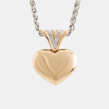 Hänge hjärta med små diamanter, med kedja.