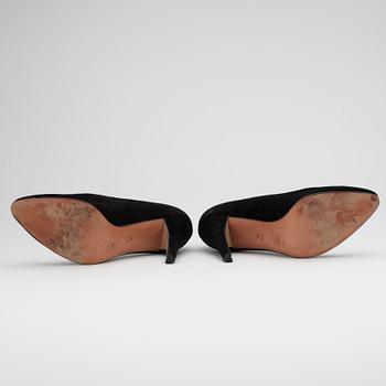 YVES SAINT LAURENT, a pair of black suede lady's shoes.