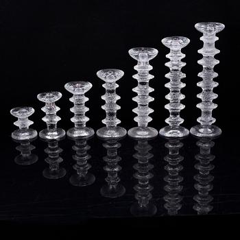 TIMO SARPANEVA, A 7-piece set of "Festivo" glass candlesticks for Iittala.