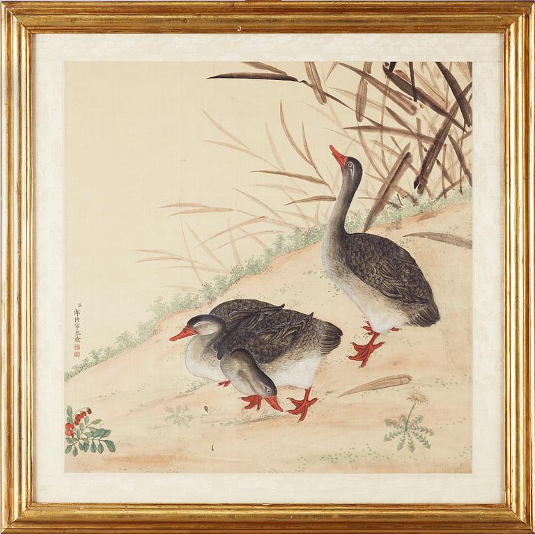 LANG SHIH-NING, efter, sidenmålning, 1800-tal.