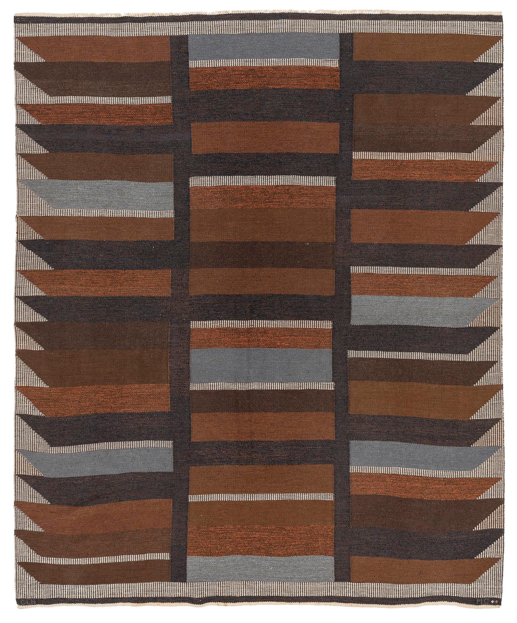Margareta Grandin-Nettles, a flat weave carpet, c. 305 x 250 cm, signed GLH MG.