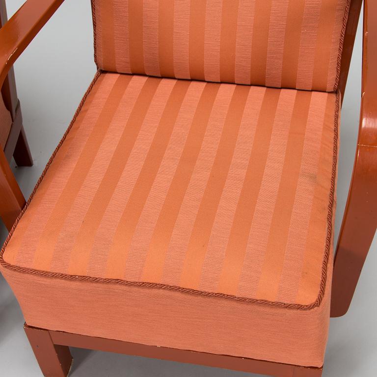 A pair of 1930s 'Panu' armchairs model 234, Asko Finland.