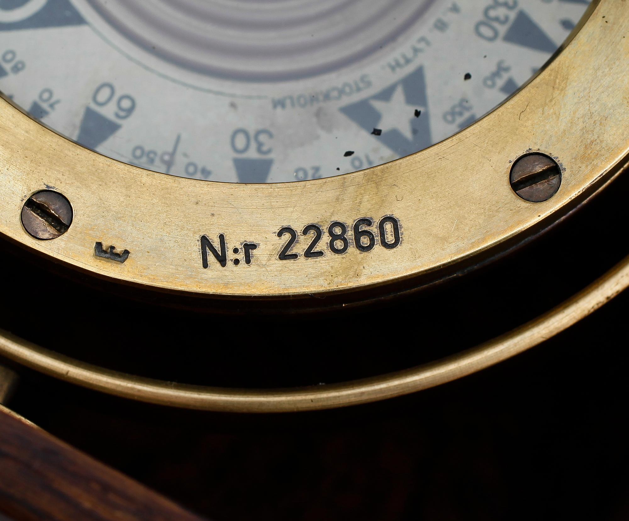 SKEPPSKOMPASS, AB Lyth, Stockholm, nr 22860, 1900-talets första hälft.