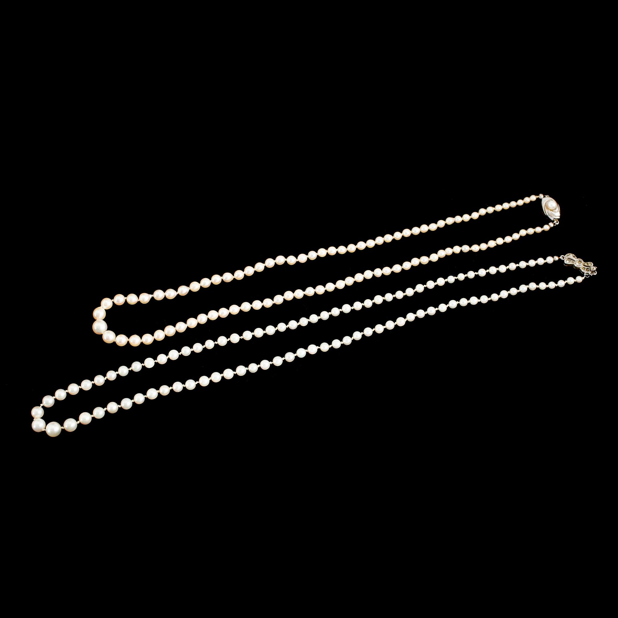 COLLIER, 2 st, odlade doserade pärlor.