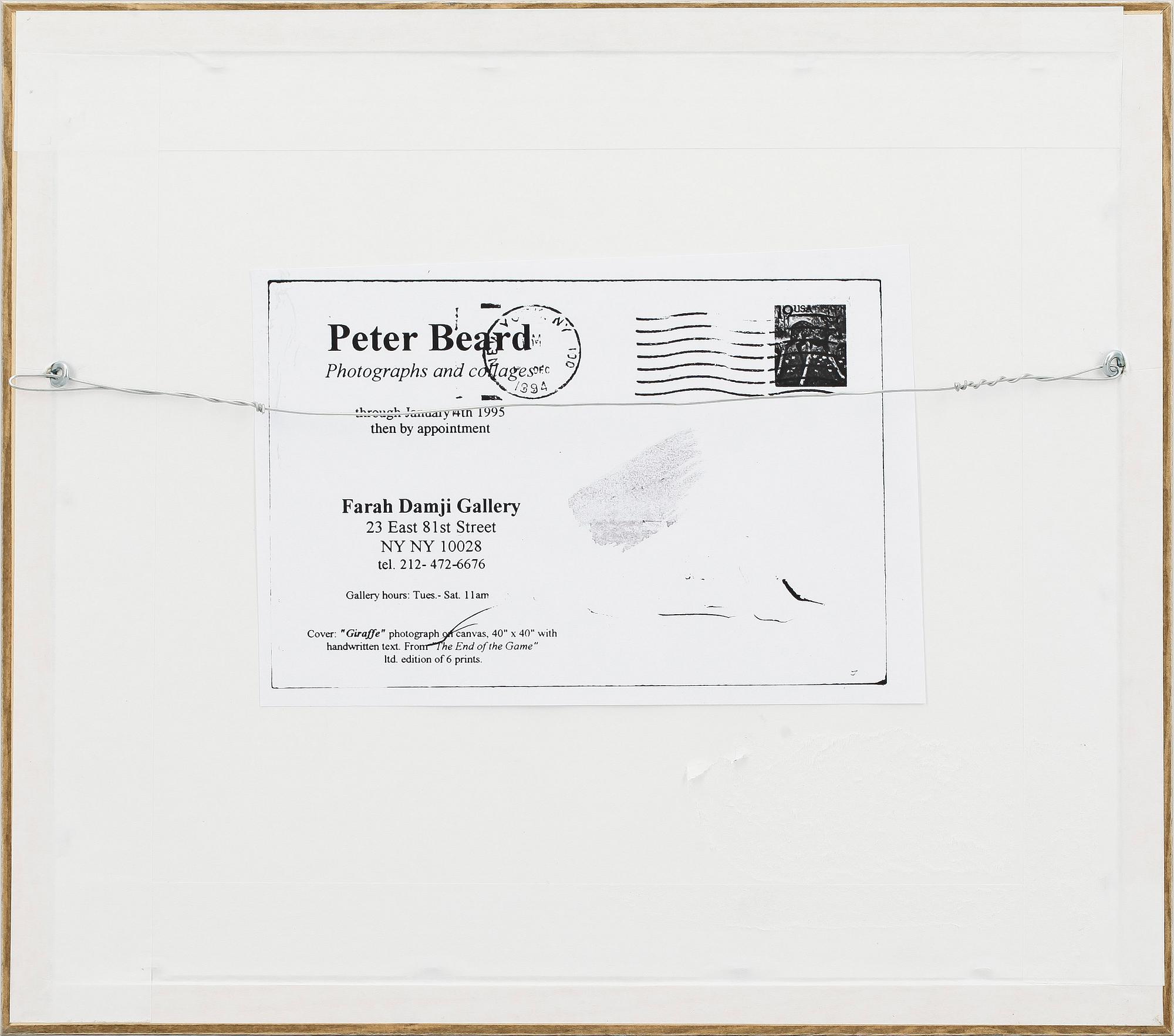 PETER BEARD, kolorerat fotografi, handmålat med signatur och dedikation, dat. 2003. Upplaga om 6 st.