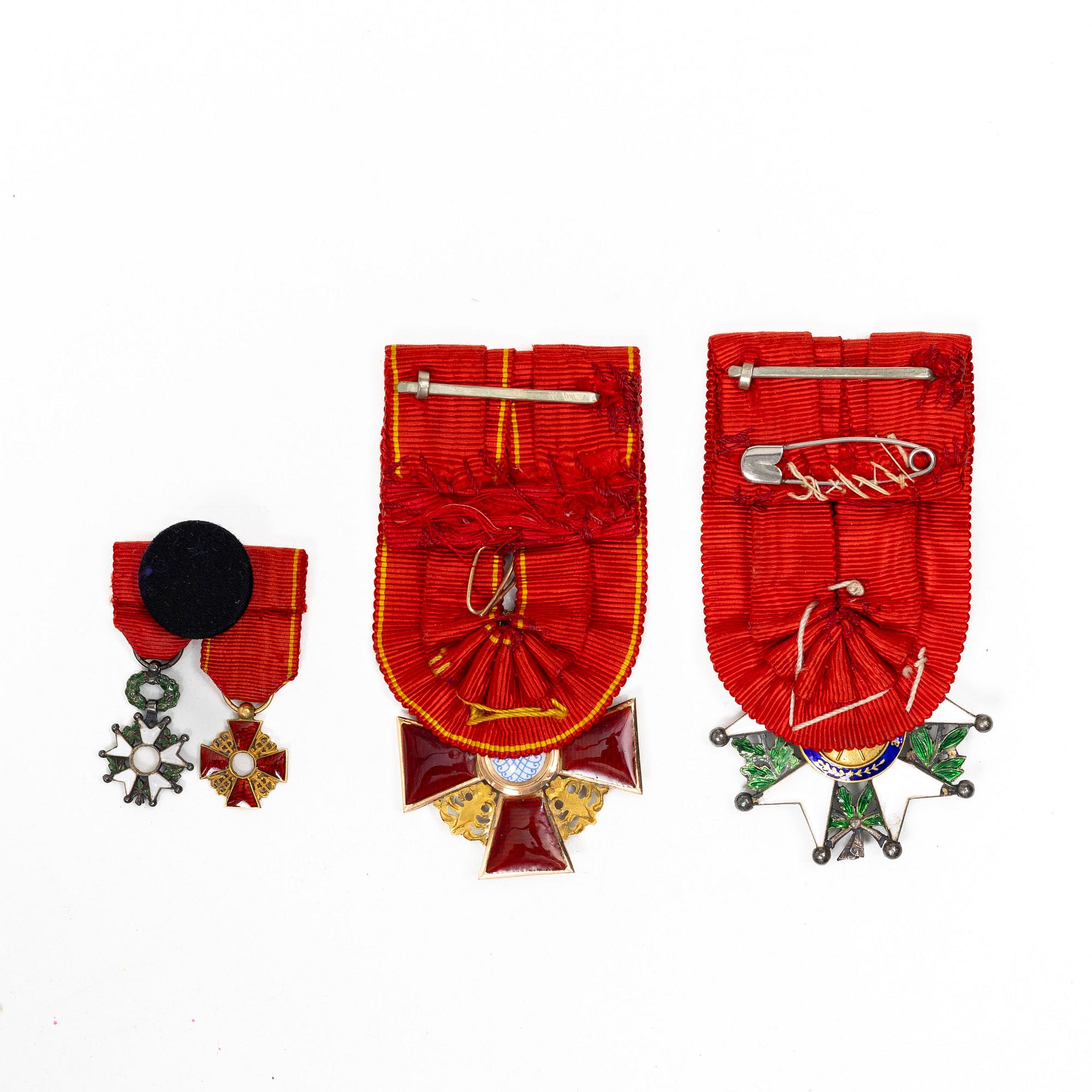 Order of St. Anna, Russia, 3rd class, Legion of Honour, France, Knight's cross.