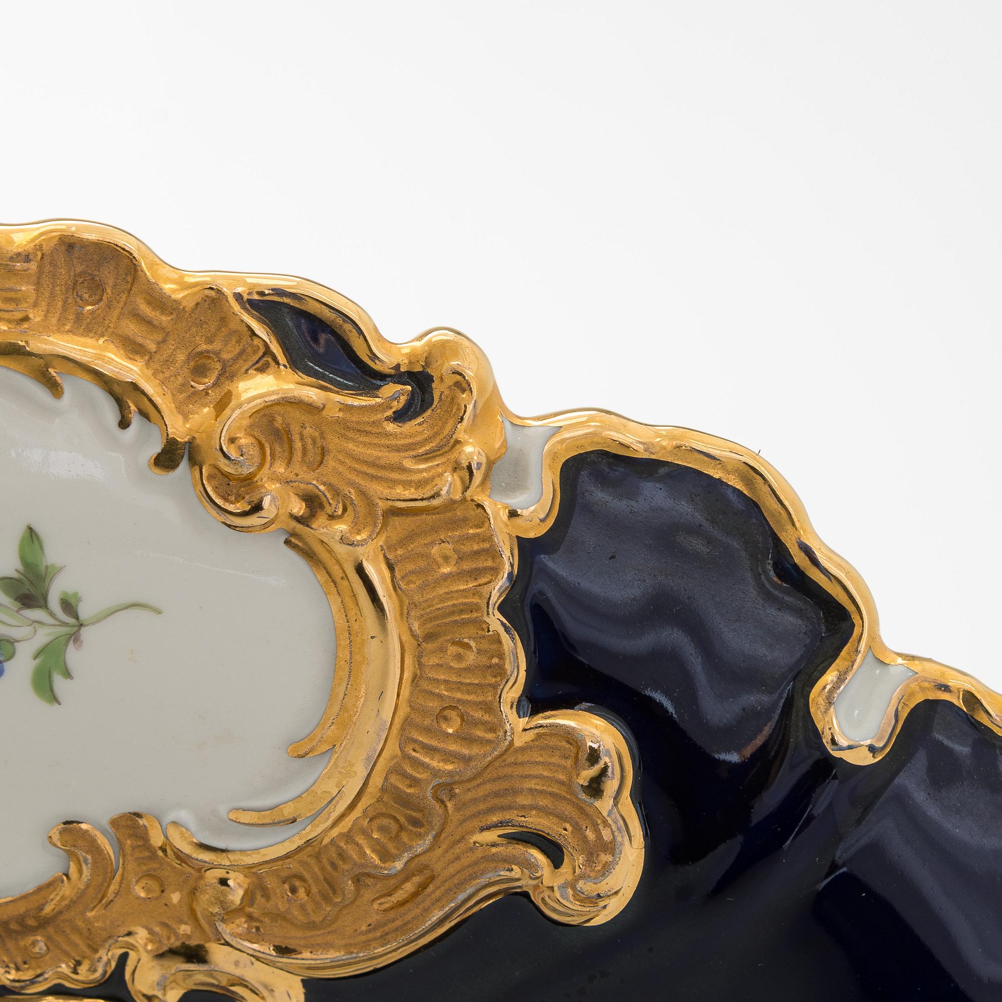 Two late 20th century porcelain Meissen dishes.