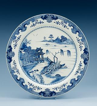 1742. A massive blue and white dish, Qing dynasty, Qianlong (1736-95).