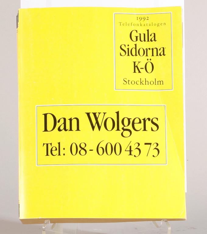 TELEFONKATALOG, omslagsdesign; Dan Wolgers.
