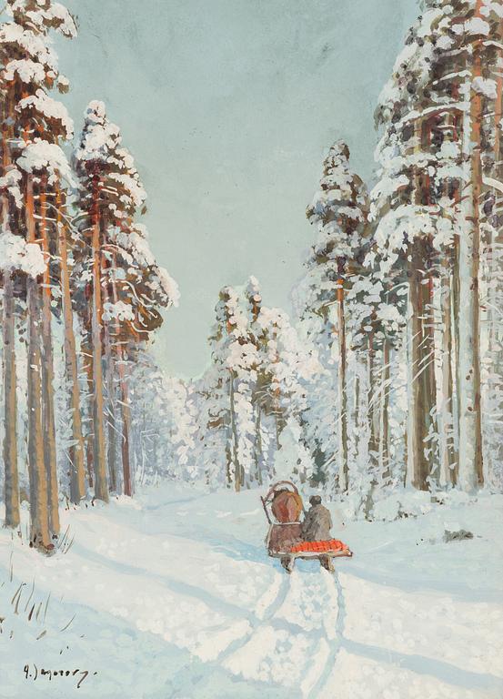 Andrei Afanasevich Jegorov, Vinterlandskap med släde.