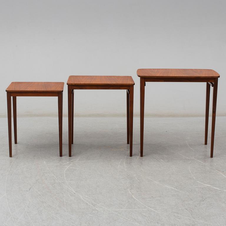 A Swedish three piece nesting table, Gärsnäs, 1960s.