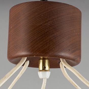 A teak and glass ceiling lamp. 1960's.