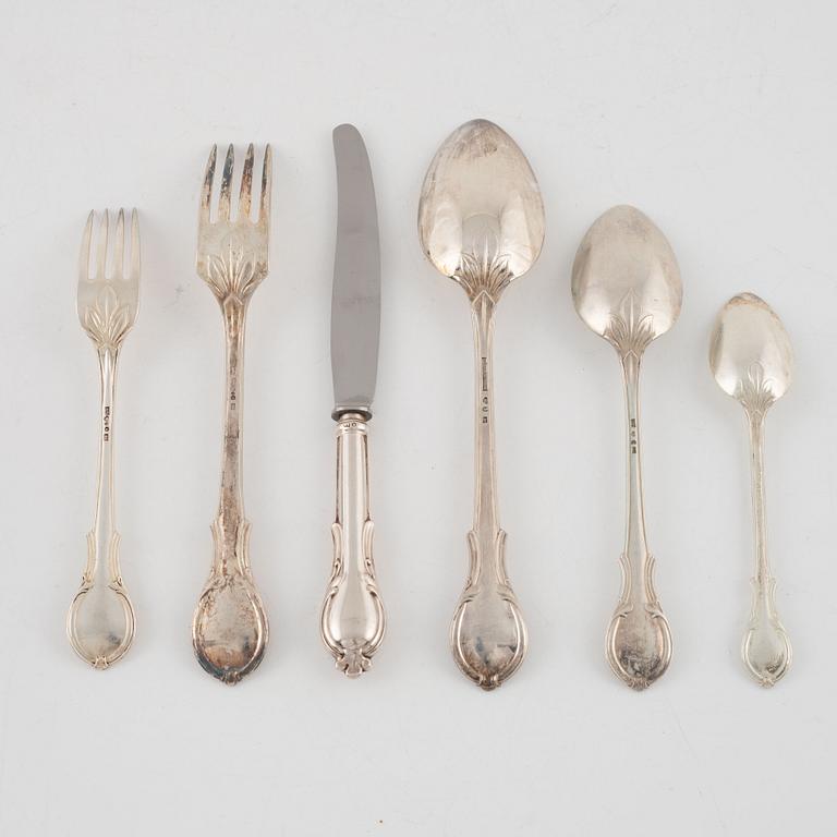 A 41-piece silver cutlery, predominantly by Gustaf Möllenborg and K. Anderson, Stockholm including, 1912.