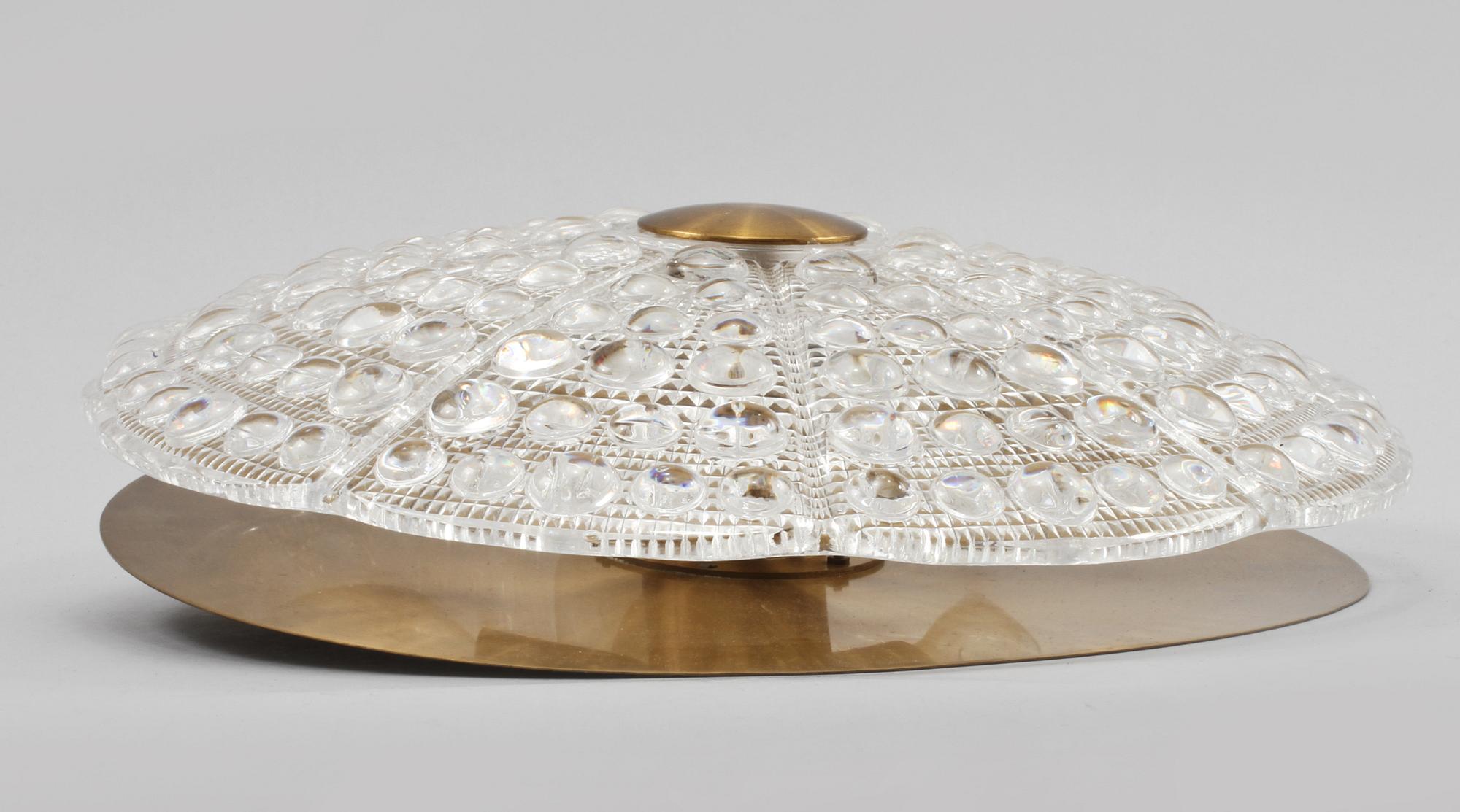 TAKLAMPA, plafond, Carl Fagerlund, Orrefors, 1900-talets andra hälft, höjd ca 10 cm.