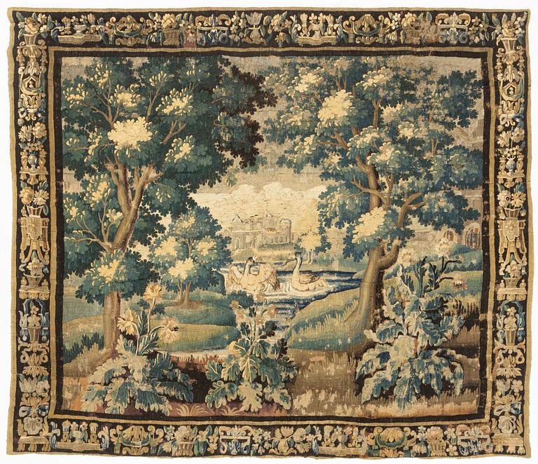 Vävd tapet, "Verdure", gobelängteknik, ca 289 x 245 cm, Flandern omkring år 1700.