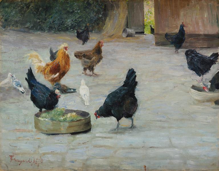 Carl Trägårdh, Pecking chickens.