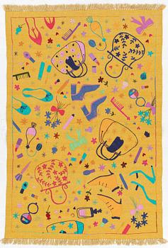 Rug, hand-embroidered Kelim, approx. 176 x 121 cm.