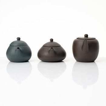 Tekannor, fem stycken, yixing, Kina, 1980/-90-tal.