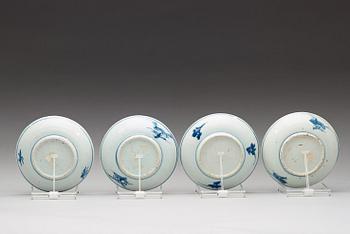 A group of four blue and white dishes, Ming dynasty, 17th Century.