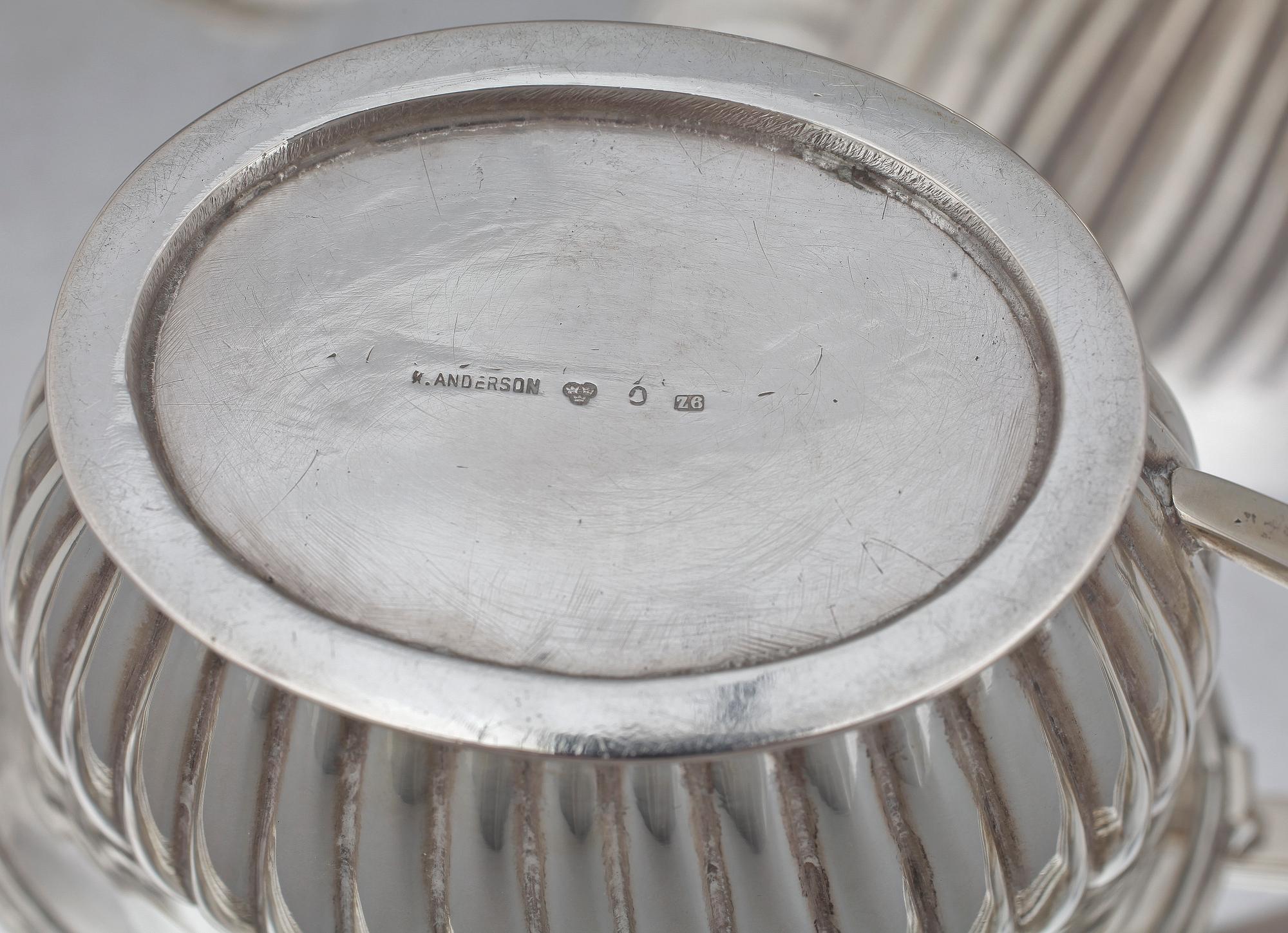 SERVISDELAR, 4 delar, silver, K A Andersson, Stockholm 1902. Tot vikt 2871 g.