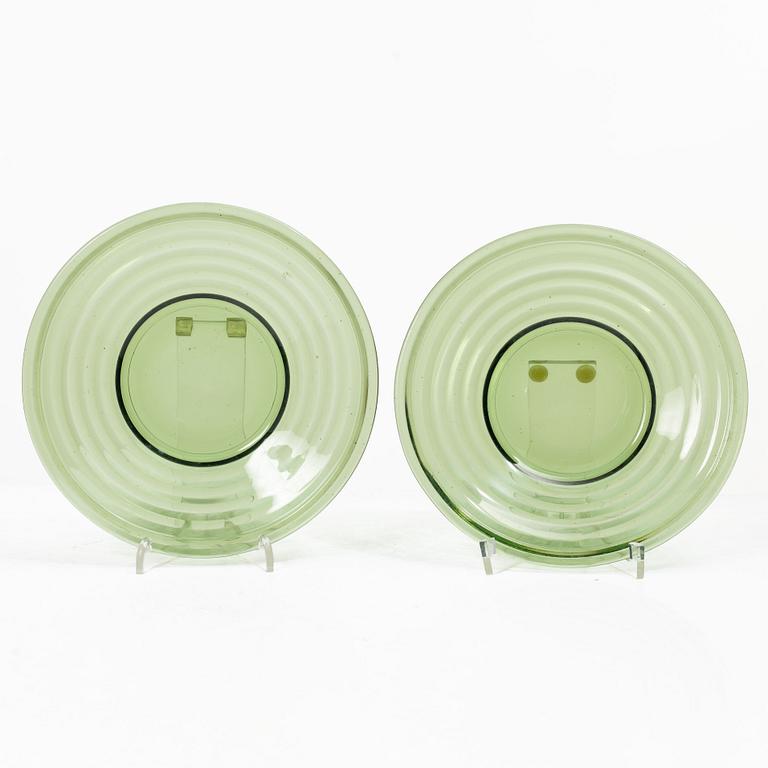 Aino Aalto, Eight 'Bölgeblick' glasses and seven side plates, Karhula Glassworks, 1930s.