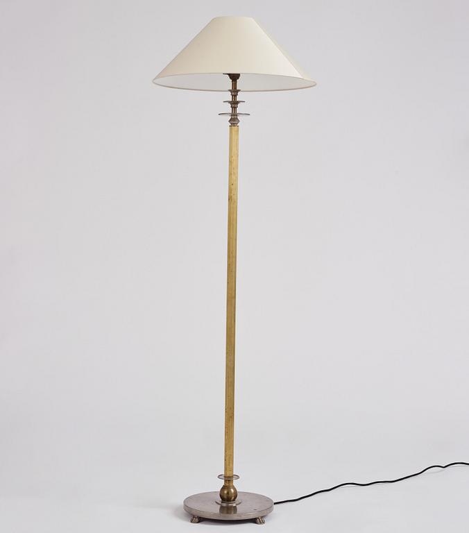 Nils Fougstedt, & Anna Petrus, a rare pewter and brass floor lamp, Svenskt Tenn, Stockholm 1929, model 763 A.