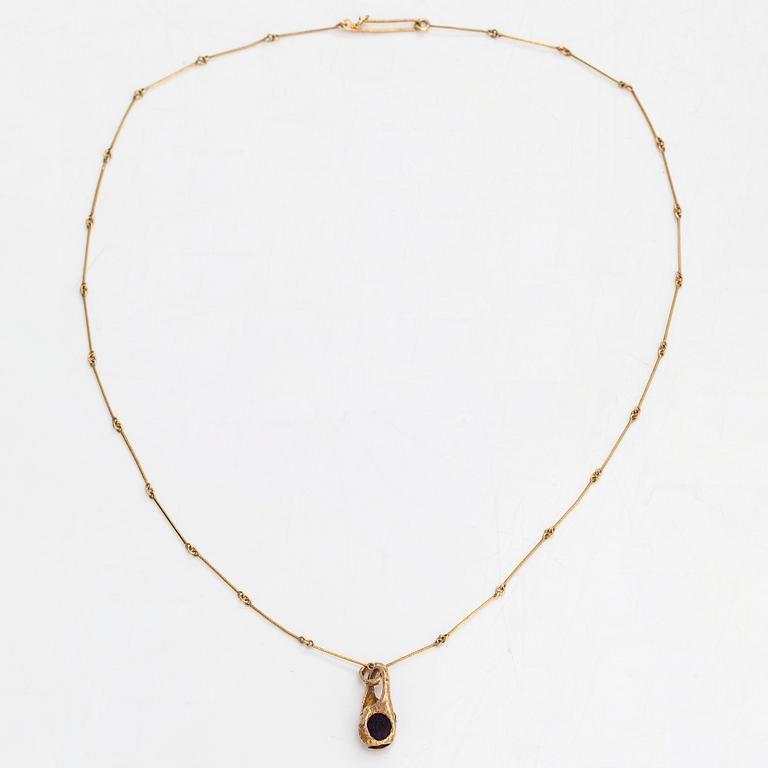 Björn Weckström, halsband, "Renklockan", 14K guld och ametist, Lapponia 1974.