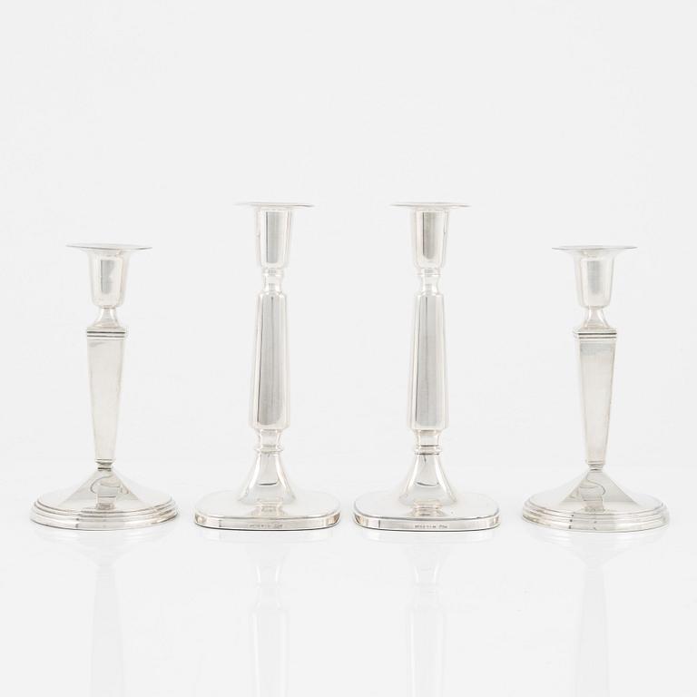 2+2 Swedish Silver Candlesticks, Tore Eldh, Ceson, Gothenburg 1972 and GAB, Stockholm 1960.