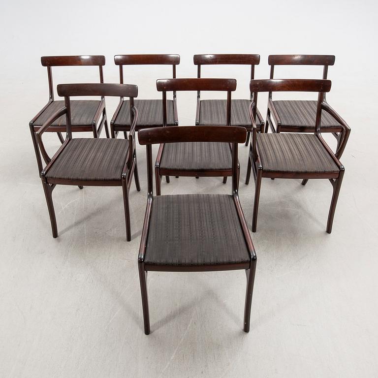 Ole Wanscher, chairs, 8 pcs, "Rungstedlund", Poul Jeppesen, Denmark, second half of the 20th century.