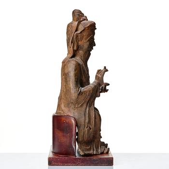 A bronze sculpture of a daoist deity, Ming dynasty (1368-1644).