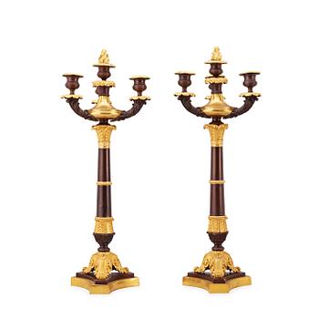 1610. A pair of  Empire early 19th century four-light candelabra.