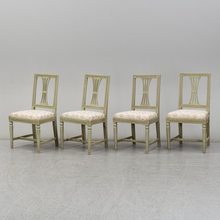 Four late 18th century Gustavian chairs.